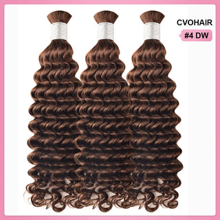 #4 Deep Wave Boho Braids No Weft Bulk Hair for Human Hair CVOHAIR