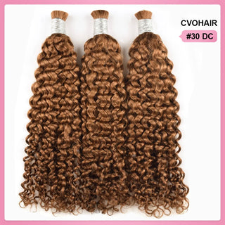 #30 Brown Boho Braids Deep Curly No Weft Bulk Hair for Human Hair CVOHAIR