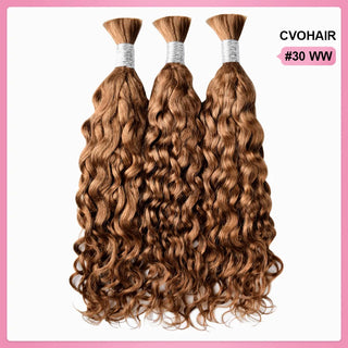 #30 Brown Boho Braids Water Wave No Weft Bulk Hair for Human Hair CVOHAIR