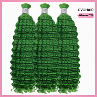 Green Customized Boho Braids Deep Wave No Weft Bulk Hair for Human Hair CVOHAIR