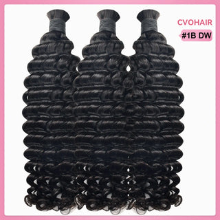 #1B Boho Braids Deep Wave No Weft Bulk Hair for Human Hair CVOHAIR