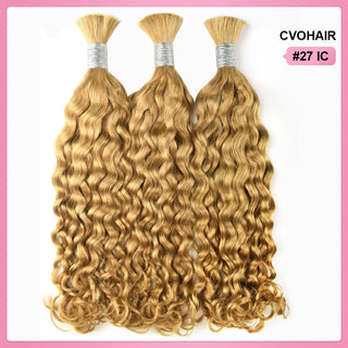 #27 Honey Blonde Boho Braids Italian Curly No Weft Bulk Hair For Human Hair CVOHAIR