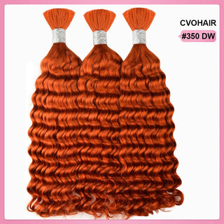 #350 Ginger Orange Boho Braids Deep Wave No Weft Bulk Hair for Human Hair CVOHAIR