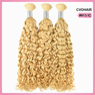 #613 Blonde Boho Braids Italian Curly No Weft Bulk Hair for Human Hair CVOHAIR