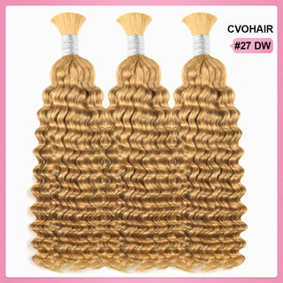 CVOHAIR #27 blond miel vague profonde cheveux humains en vrac pour tresser sans trame Extensions de cheveux humains 100g/chaque paquet