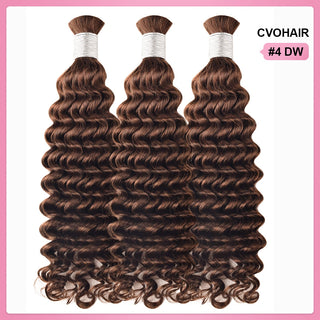 #4 Italian Curly Boho Braids No Weft Bulk Hair for Human Hair CVOHAIR