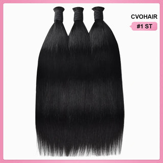 #1 Jet Black Boho Braids Straight No Weft Bulk Hair for Human Hair CVOHAIR