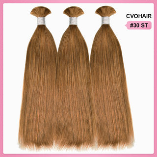 CVOHAIR #30 Braun, tief gewelltes Echthaar, zum Flechten, keine Schussfäden, Echthaar-Extensions, 100 g/Bündel 