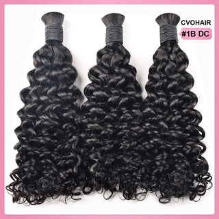 #1B Deep Curly Boho Braids No Weft Bulk Hair for Human Hair CVOHAIR