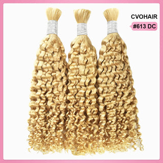 #613 Blonde Boho Braids Deep Curly No Weft Bulk Hair for Human Hair CVOHAIR