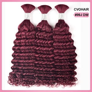 #99J Deep Wave Burgundy Red Boho Braids No Weft Bulk Hair for Human Hair CVOHAIR