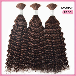 CVOHAIR #2 Cheveux humains en vrac bouclés profonds pour tresser des extensions de cheveux humains sans trame 100 g/chaque paquet 