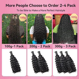 #1B Deep Curly Boho Braids No Weft Bulk Hair for Human Hair CVOHAIR