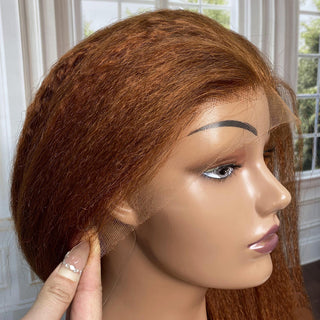 Free Shipping #30 Kinky Straight 5*5 Glueless Closure Wigs With Pre-Cut Lace 100% Human Hair CVOHAIR