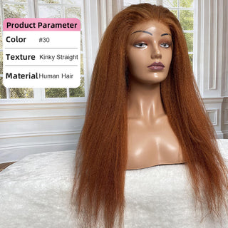 Free Shipping #30 Kinky Straight 5*5 Glueless Closure Wigs With Pre-Cut Lace 100% Human Hair CVOHAIR