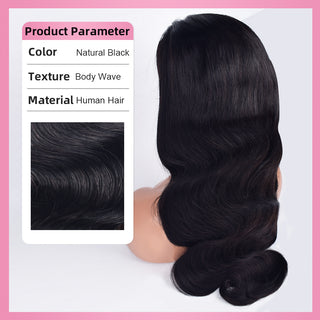 #1B Body Wave HD Lace Front Wigs Human Hair 200% Density Transparent Lace Frontal Wigs Pre Plucked With Baby Hair CVOHAIR