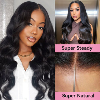 #1B Body Wave Transparent Lace Frontal Wigs Human Hair 180% Density Pre Plucked With Baby Hair CVOHAIR