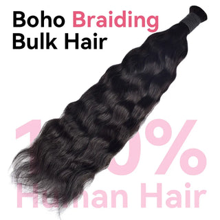 #1B Natural Black Boho Braids Wave and Wet No Weft Bulk Hair for Human Hair CVOHAIR