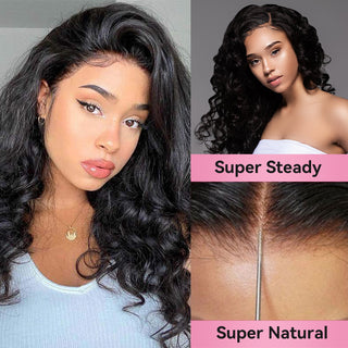 Bouncy Wave Transparent Lace Frontal Wigs Human Hair 180% Density Pre Plucked With Baby Hair CVOHAIR