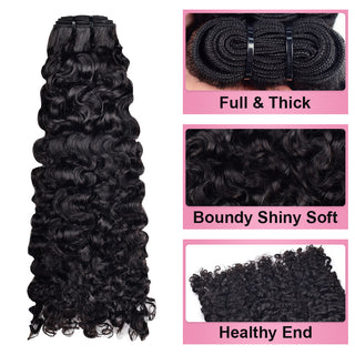 #1B Burmese Curly  3 Bundles with HD lace Closure Deal 100% Human Hair CVOHAIR