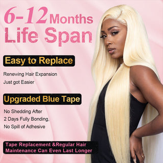 #613 Blonde Straight Tape in Hair Extensions Human Hair 20pcs 50g/pack Seamless Skin Weft Hair CVOHAIR