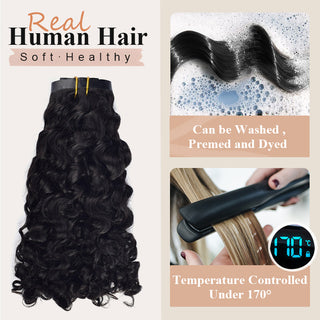 #1B 6Pcs Burmese Curly Free Shipping PU Seamless Clip ins Hair Extensions Real Human Hair CVOHAIR