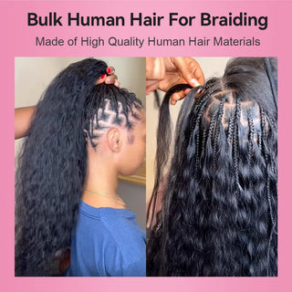 #1B Natural Black Boho Braids Wave and Wet No Weft Bulk Hair for Human Hair CVOHAIR