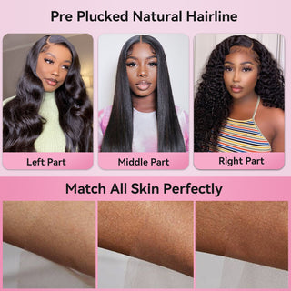 Bouncy Wave Transparent Lace Frontal Wigs Human Hair 180% Density Pre Plucked With Baby Hair CVOHAIR