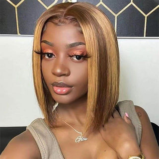 #4/27 Straight Bob Wig HD Lace Front Wigs Human Hair 180% Density Transparent Lace Frontal Wigs Pre Plucked With Baby Hair CVOHAIR