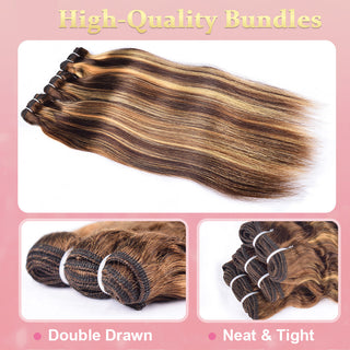 #4/27 Straight 10A Human Hair Bundles Virgin Hair 100% Unprocessed Weave Bundles Human Hair Double Weft CVOHAIR