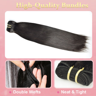 #1B Straight Hair 12A Bundles 100% Unprocessed Brazilian Virgin Human Hair Weave Bundles for Black Women CVOHAIR