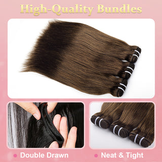 #4 Straight Hair Bundles 100% Unprocessed Brazilian Virgin Human Hair Weave Bundles for Black Women CVOHAIR