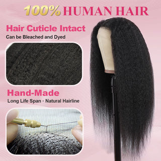 CVOHAIR Kinky Straight HD Lace Front Perücken Echthaar 200% Dichte Transparente Lace Frontal Perücken Vorgezupft Mit Babyhaar