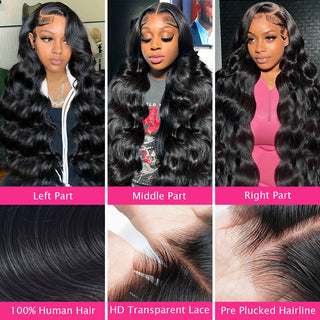 #1 Body Wave 13x4 HD Transparent Lace Frontal Wigs Human Hair Wear and Go Glueless Wigs Human Hair 200% Density CVOHAIR