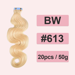 #613 Blonde Tape in Hair Extensions Free Shipping Human Hair 20pcs 50g/pack Seamless Skin Weft Hair CVOHAIR