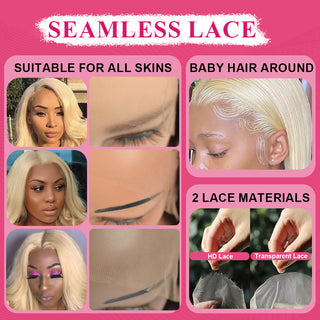 #613 Bob Straight HD Lace Front Wigs Human Hair 180% Density Transparent Lace Frontal Wigs Pre Plucked With Baby Hair CVOHAIR