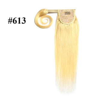 Ponytail Real Human Hair Ponytail Extensions Wrap Around Natural Ponytail Hair Piece Straight