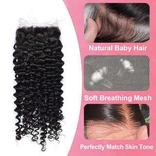 Cvohair Deep Curly #1B HD Lace Closure  Human Hair