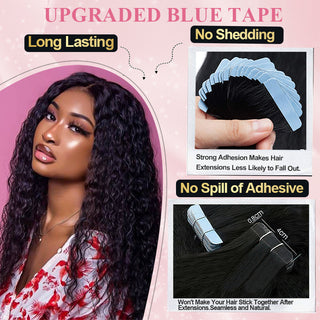 #1B Italian Curly Tape in Hair Extensions Human Hair 20pcs 50g/pack Seamless Skin Weft Hair CVOHAIR