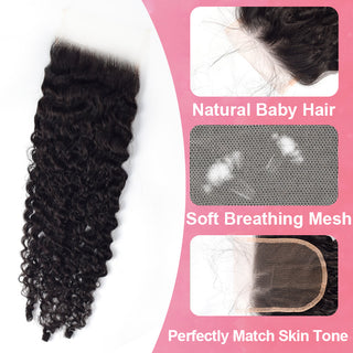 Burmese Curly Lace Closure Pre Plucked Natural Hairline With Baby Hair Cvohair