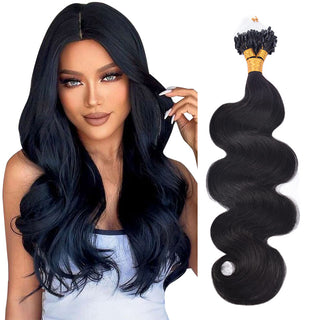 Natural Black Body Wave Mirco Ring Hair Extension 100% Real Human Hair CVOHAIR