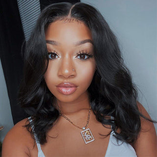 #1B Bob Wig Body Wave HD Lace Front Wigs Human Hair 180% Density Lace Frontal Wigs Pre Plucked With Baby Hair CVOHAIR
