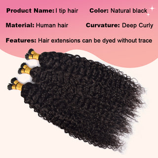 Deep Curly I Tip Hair Extensions 100% Real Human Hair 100g CVOHAIR