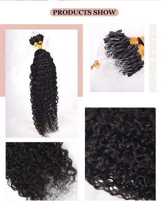 Natural Black Deep Curly Mirco Ring Hair Extension 100% Real Human Hair CVOHAIR