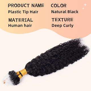 Natural Black Deep Curly Mirco Ring Hair Extension 100% Real Human Hair CVOHAIR