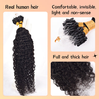 Natural Black Deep Curly Mirco Ring Hair Extension 100% Real Human Hair CVOHAIR