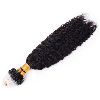 Natural Black Deep Curly Mirco Ring Hair Extension 100% Real Human Hair CVOHAIR