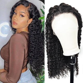 #1B Deep Curly HD Lace Front Wigs Human Hair 150% Density Transparent Lace Frontal Wigs Pre Plucked With Baby Hair CVOHAIR