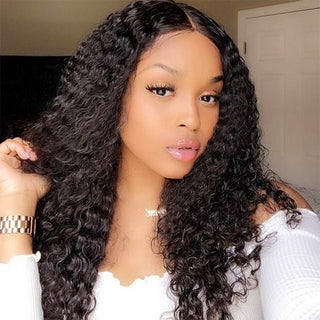#1B Deep Curly HD Lace Front Wigs Human Hair 200% Density Transparent Lace Frontal Wigs Pre Plucked With Baby Hair CVOHAIR