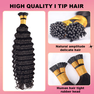 Deep Wave I Tip Hair Extensions 100% Real Human Hair 100g CVOHAIR